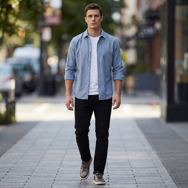 Relaxed Fit Collared Button-Down Shirt for Men – Casual Comfort & Style