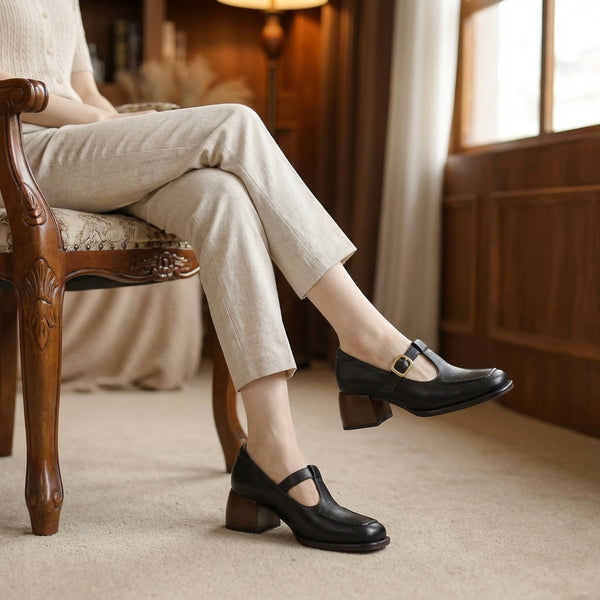 Orthopedic Square Toe T-Strap Mary Jane Shoes for Women – Supportive & Comfortable Design