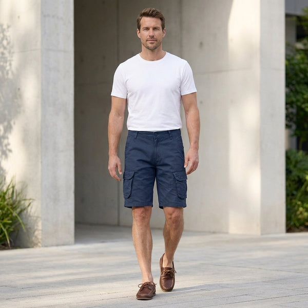 Relaxed Fit Cargo Knee-Length Shorts for Men – Functional & Comfortable Design