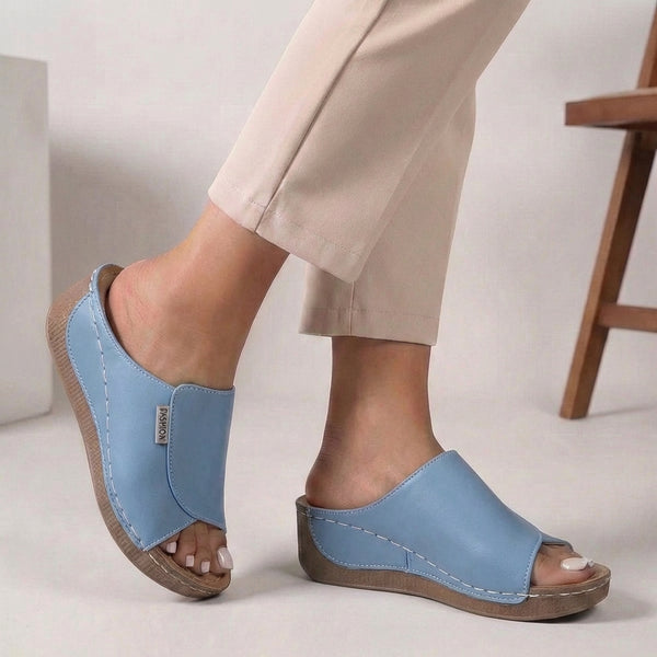 Open Toe Orthopedic Wedge Slide Sandals for Women – Supportive Casual Comfort