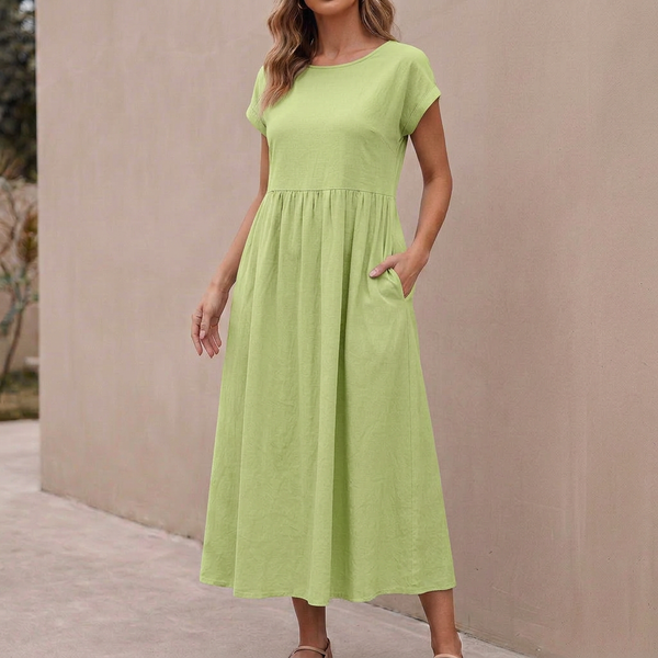 Relaxed Fit Maxi Dress with Pockets for Women – Comfortable & Stylish Design