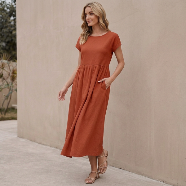 Relaxed Fit Maxi Dress with Pockets for Women – Comfortable & Stylish Design