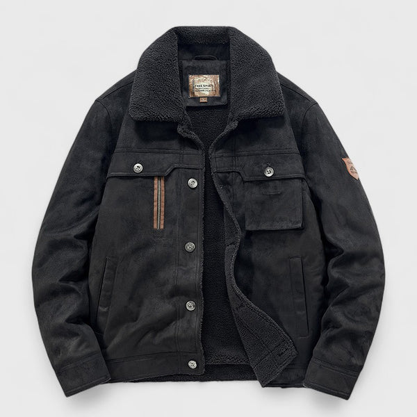 Men's Suede-Touch Stand Collar Jacket