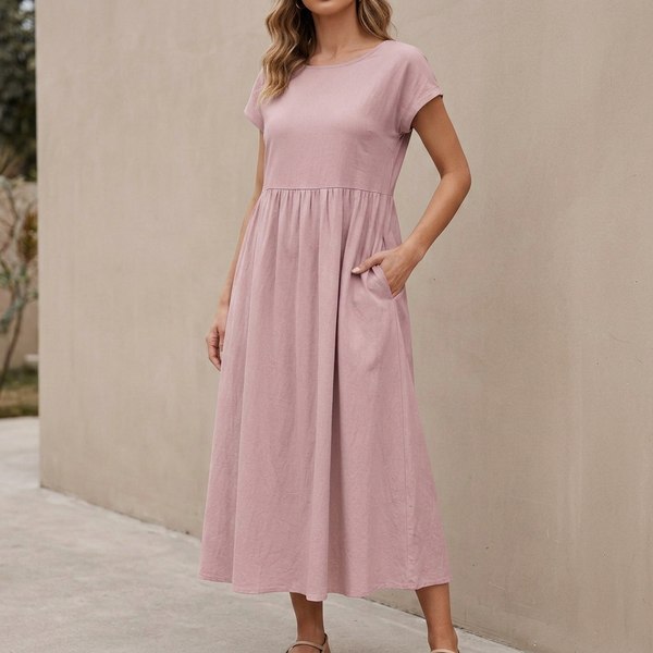 Relaxed Fit Maxi Dress with Pockets for Women – Comfortable & Stylish Design