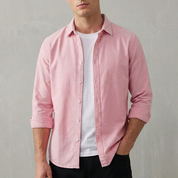 Relaxed Fit Collared Button-Down Shirt for Men – Casual Comfort & Style