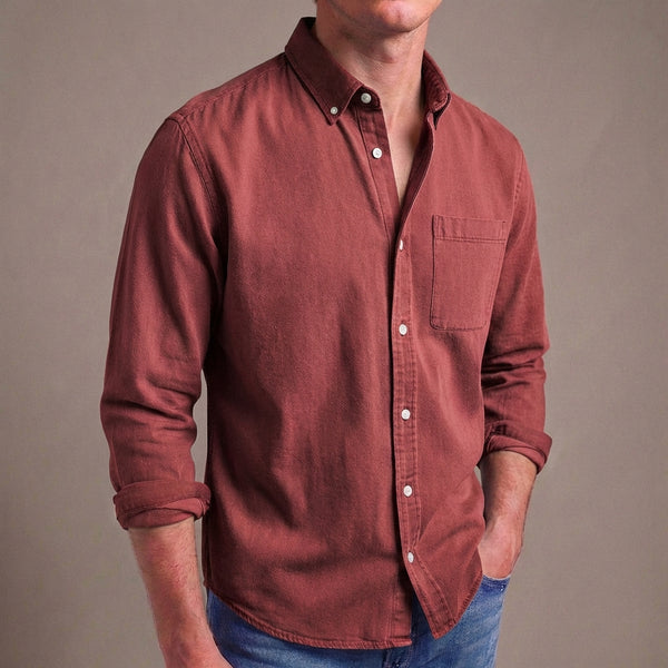 Regular Fit Solid Button-Down Shirt for Men – Classic Casual Comfort