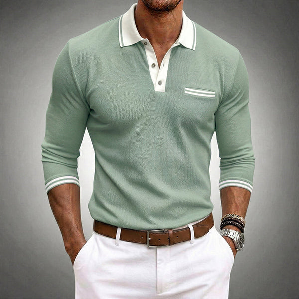 Slim Fit Long-Sleeve Polo Shirt for Men – Stylish Smart Casual Wear