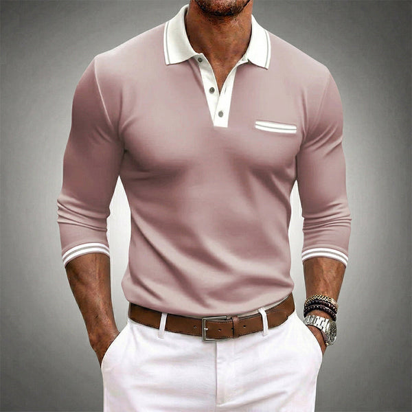 Slim Fit Long-Sleeve Polo Shirt for Men – Stylish Smart Casual Wear