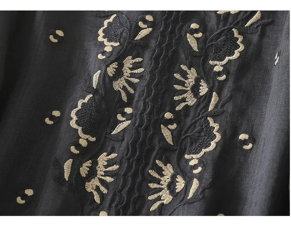 Embroidered Relaxed Fit V-Neck Blouse for Women – Casual Stylish Comfort