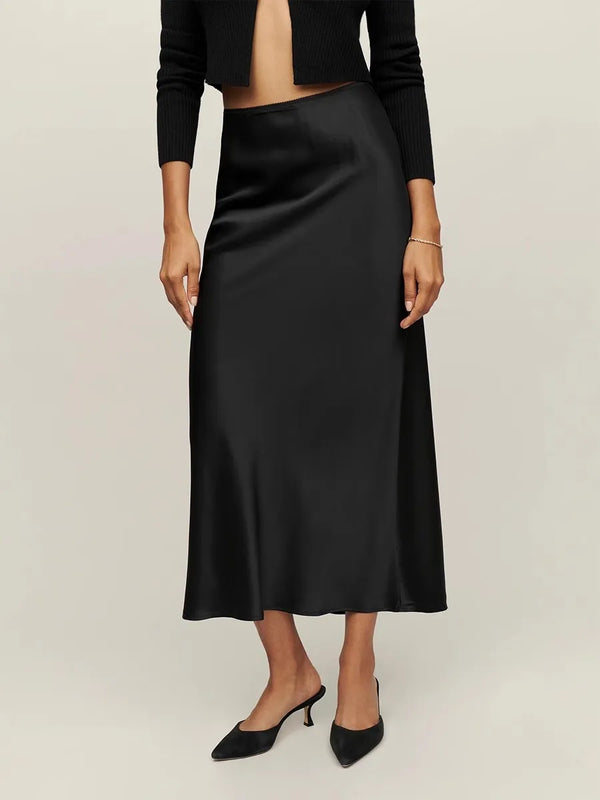 Bias Cut A-Line Slip Skirt for Women – Elegant Evening Style