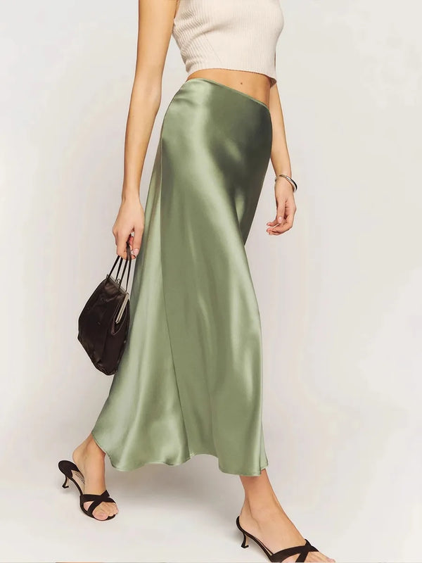 Bias Cut A-Line Slip Skirt for Women – Elegant Evening Style