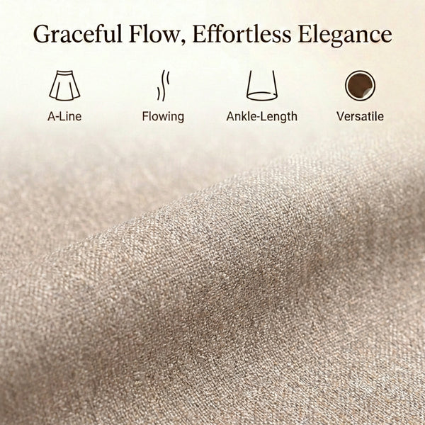 Pleated Drawstring Waist A-Line Maxi Skirt for Women – Casual Comfortable Style