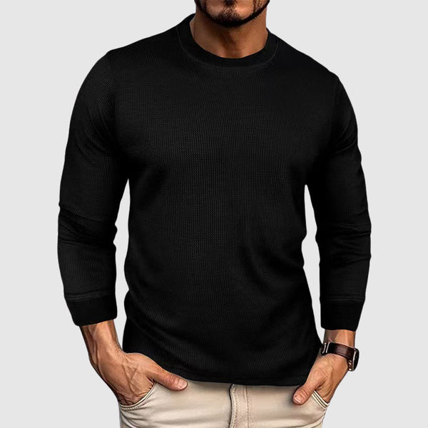 Slim Fit Ribbed Waffle Knit Shirt for Men – Casual Comfort & Style