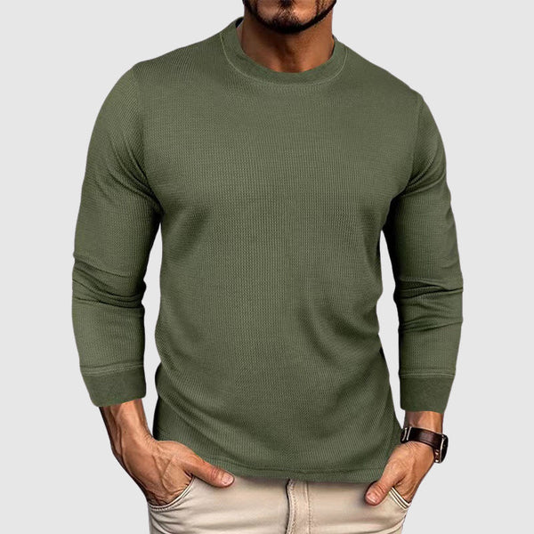 Slim Fit Ribbed Waffle Knit Shirt for Men – Casual Comfort & Style