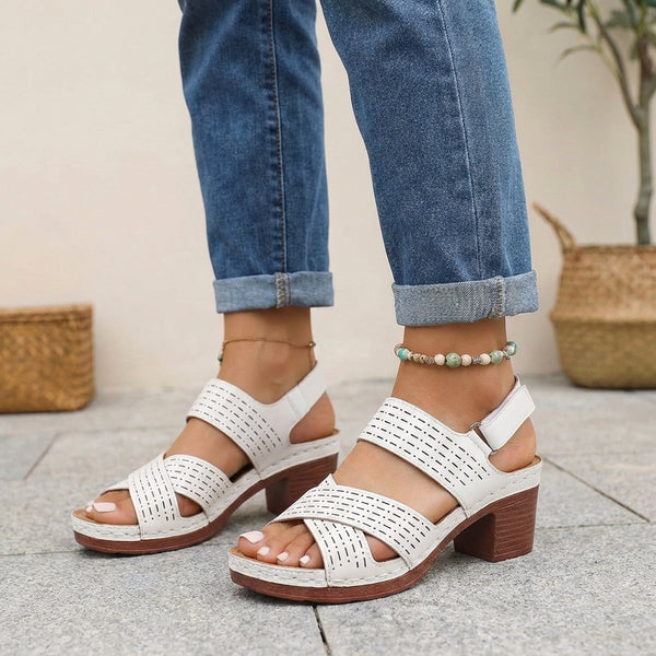 Orthopedic Criss-Cross Block Heel Platform Sandals for Women – Supportive & Stylish Comfort