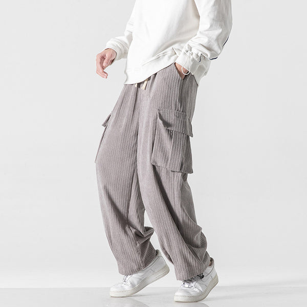 Men's Wide-Leg Corduroy Drawstring Pants