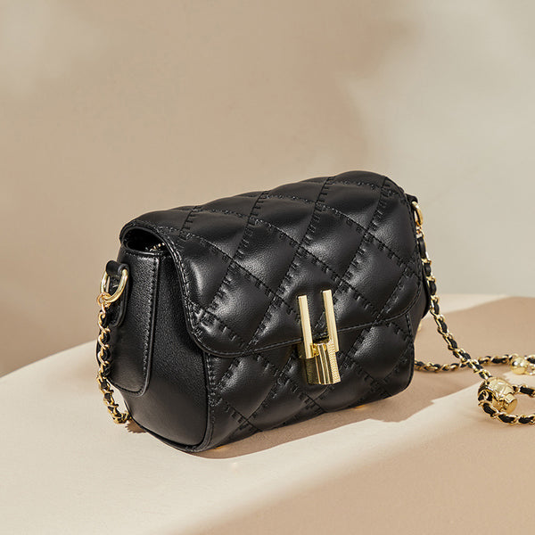 Quilted Leather Chain Crossbody Bag