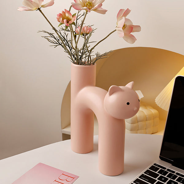 Ceramic Cat-Shaped Flower Vase