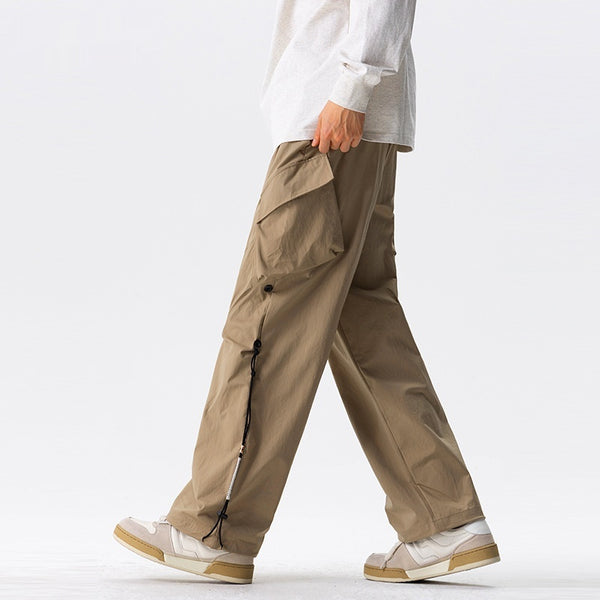 Men's Straight Cargo Pants with Webbing Belt
