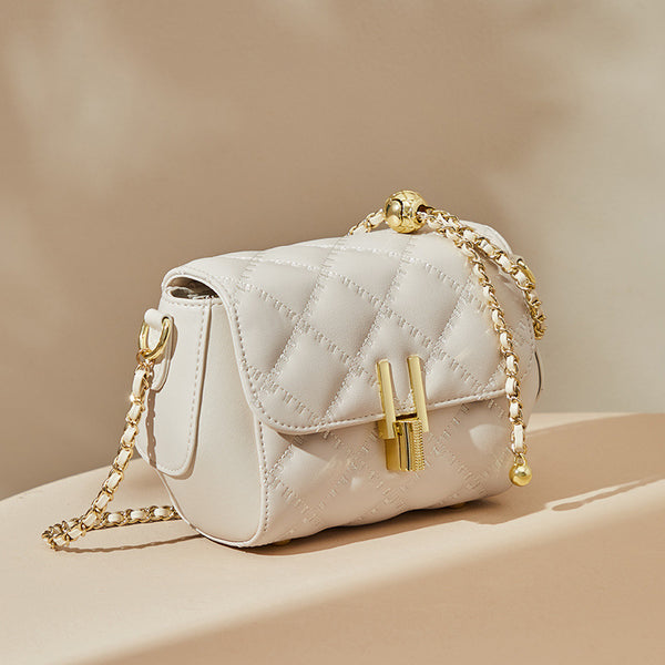 Quilted Leather Chain Crossbody Bag