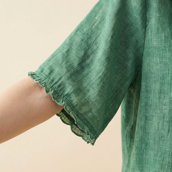 Relaxed Fit Collared Button Front Blouse for Women – Stylish Casual Comfort