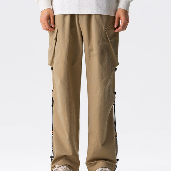 Men's Straight Cargo Pants with Webbing Belt