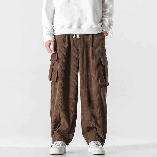 Men's Wide-Leg Corduroy Drawstring Pants