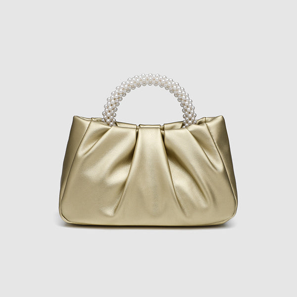 Pearl Handle Ruched Cloud Mini Crossbody