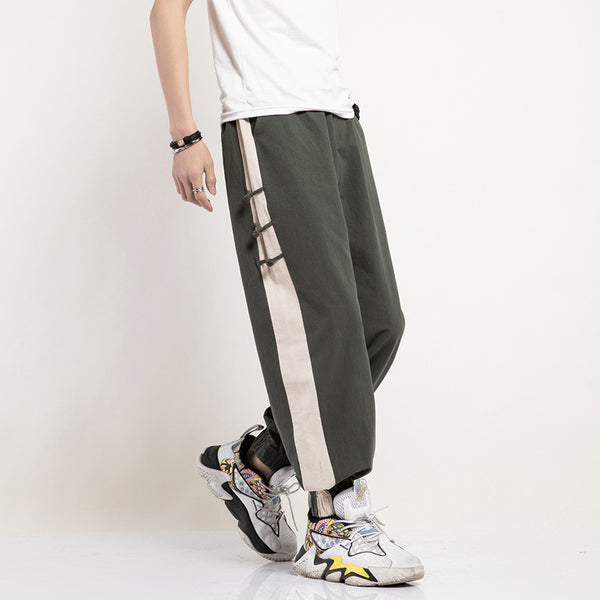 Men's Chinese-Style Cotton Wide-Leg Pants