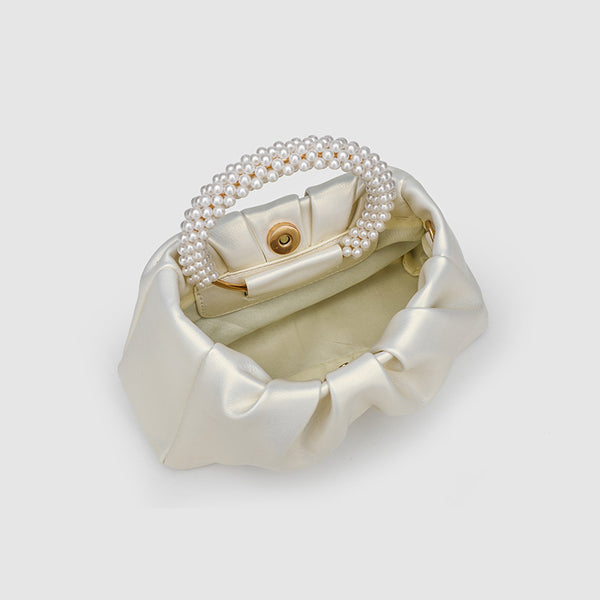 Pearl Handle Ruched Cloud Mini Crossbody