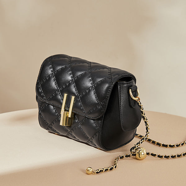 Quilted Leather Chain Crossbody Bag