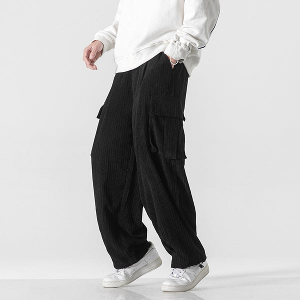 Men's Wide-Leg Corduroy Drawstring Pants