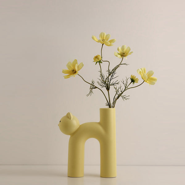 Ceramic Cat-Shaped Flower Vase