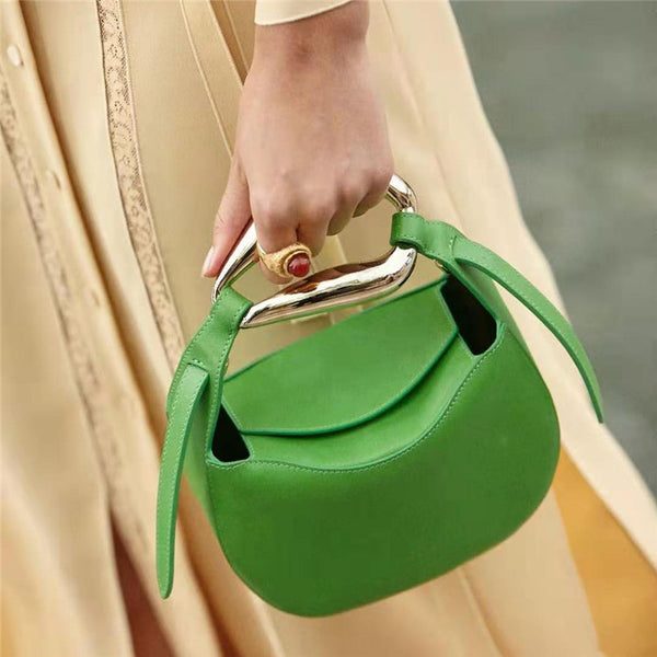 Cowhide Leather Pillow Crossbody Bag