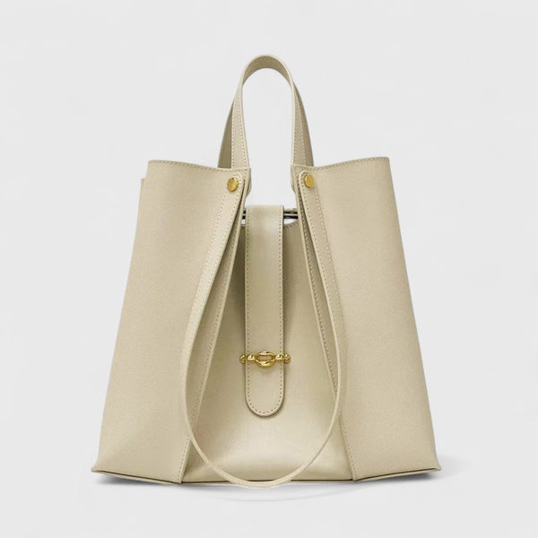 Genuine Leather Retro Tote with Front Pocket