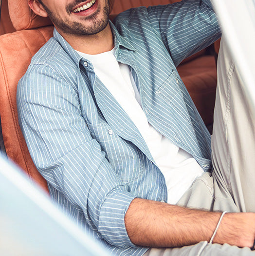 Men’s Light Blue Denim Shirt – Casual Button Down