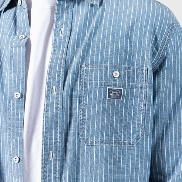 Men’s Light Blue Denim Shirt – Casual Button Down