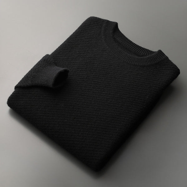 Loose Fit Wool Jacquard Crewneck Sweater