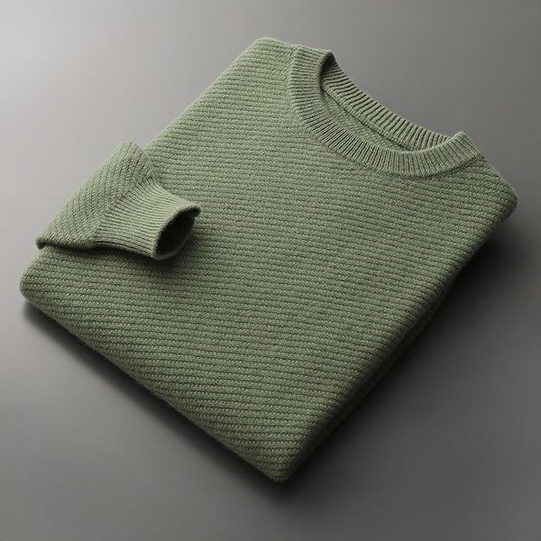 Loose Fit Wool Jacquard Crewneck Sweater
