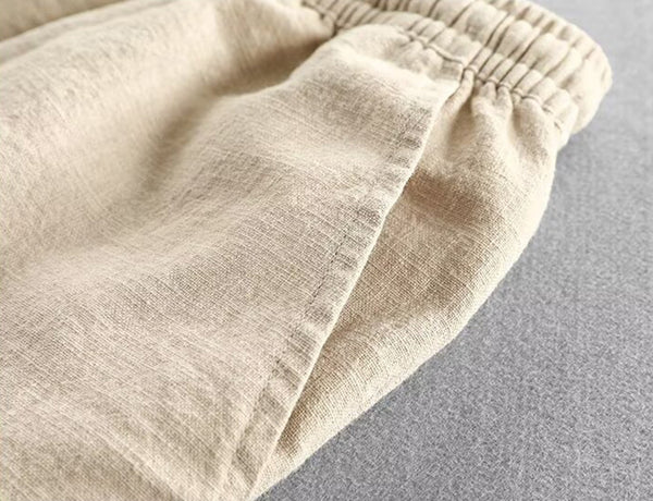 Men’s Linen-Cotton Summer Shorts | Elastic Waist, Beach Comfort
