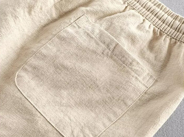 Men’s Linen-Cotton Summer Shorts | Elastic Waist, Beach Comfort