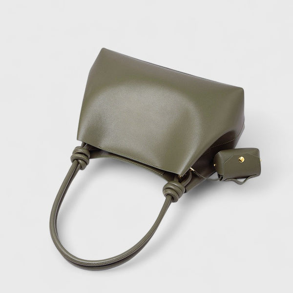 Genuine Leather Shoulder Bag with Pouch