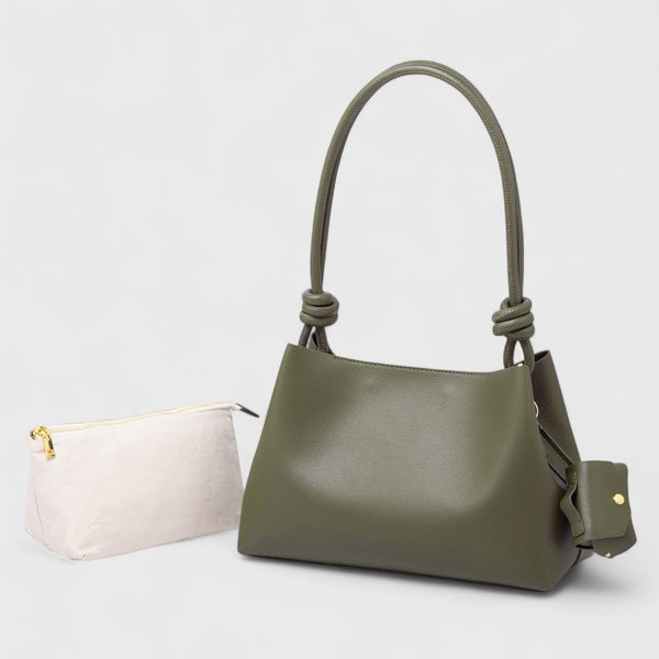 Genuine Leather Shoulder Bag with Pouch