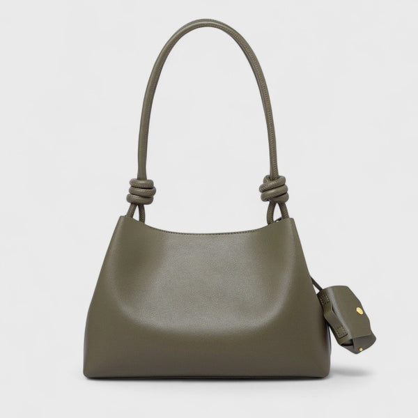 Genuine Leather Shoulder Bag with Pouch