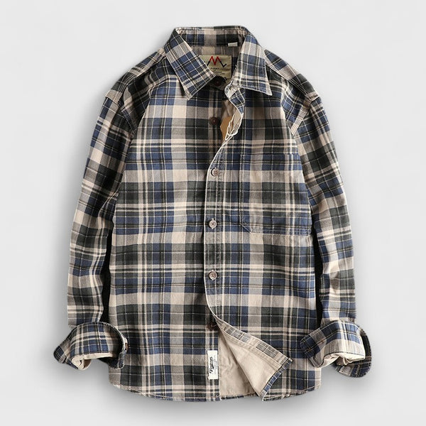 Men's Cotton Plaid Long-Sleeve Checked Shirt