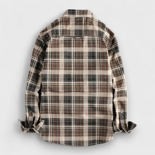 Men's Cotton Plaid Long-Sleeve Checked Shirt