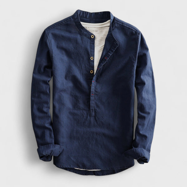Men's Linen Long-Sleeve Button-Up Shirt