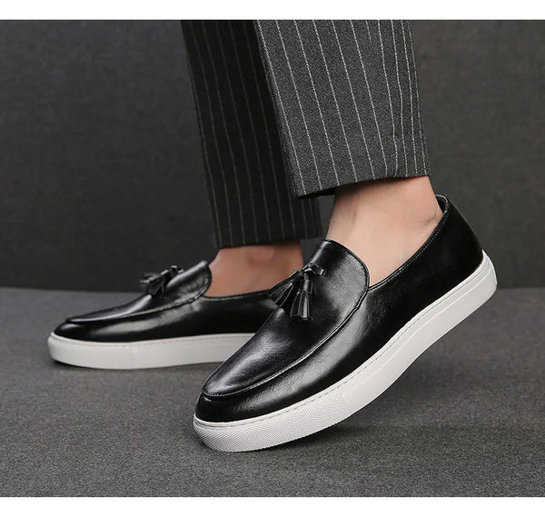Men’s Tassel Loafers – Slip-On with White Sole