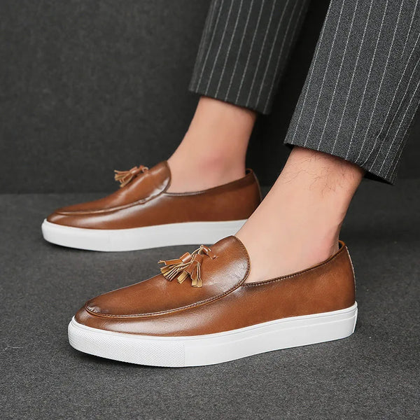 Men’s Tassel Loafers – Slip-On with White Sole