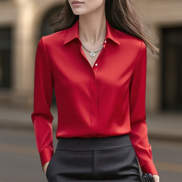 Regular Fit Collared Button-Down Blouse for Women – Classic Stylish Comfort